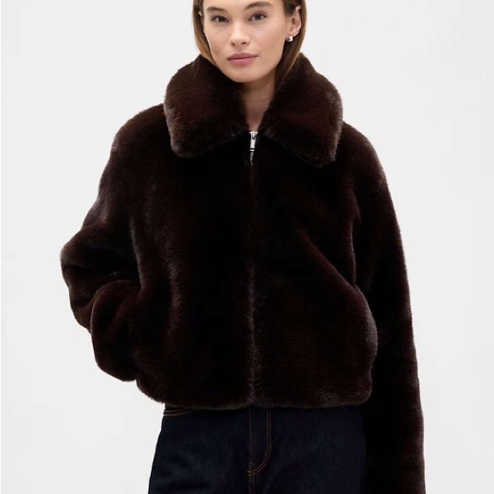 GAP Brown Faux Fur Jacket